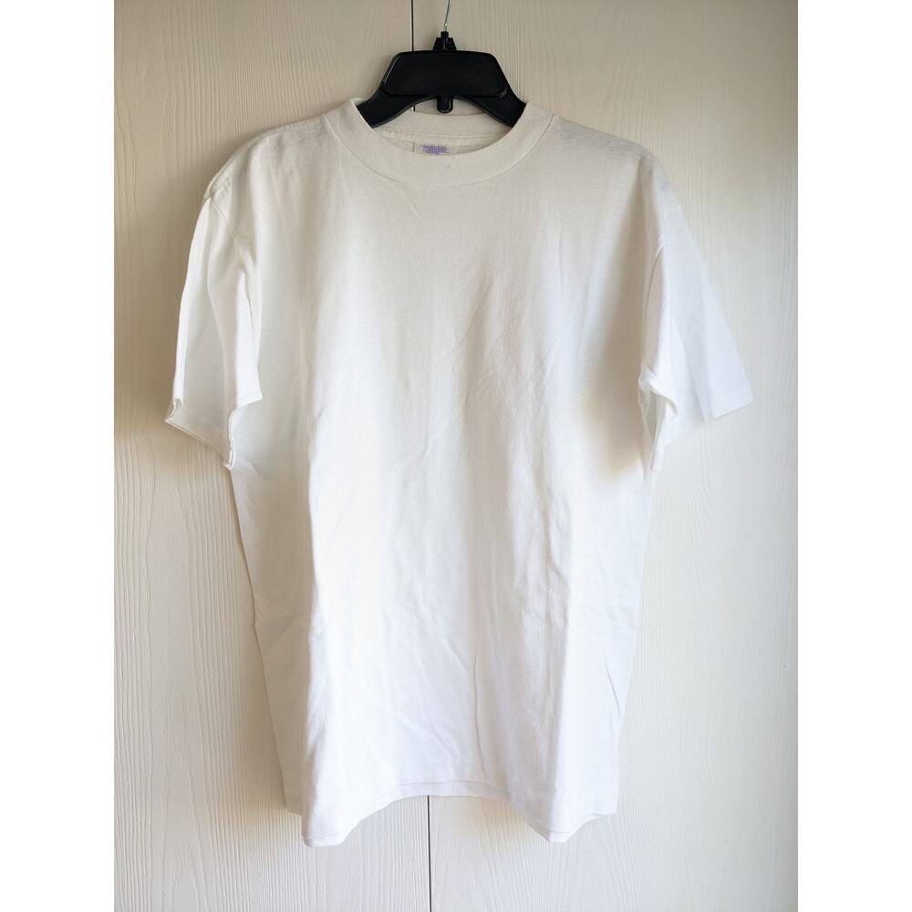 Fashion Gear Women's White Short Sleeve Crew Neck Cotton-Polyester Top Size L